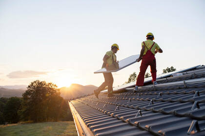 Installation of solar panels on a roof