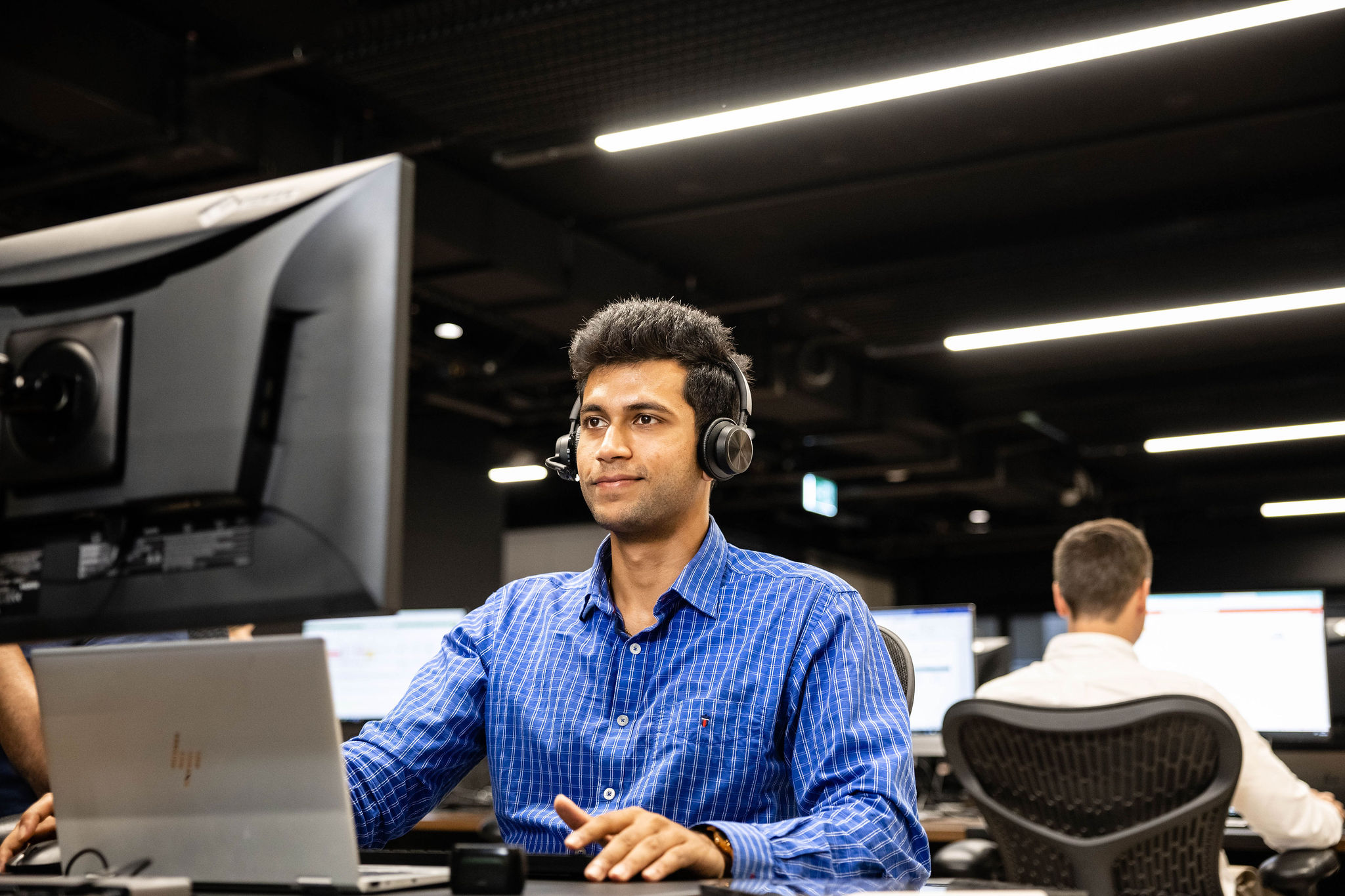 man in front of computer