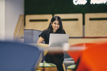 Woman working on the laptop