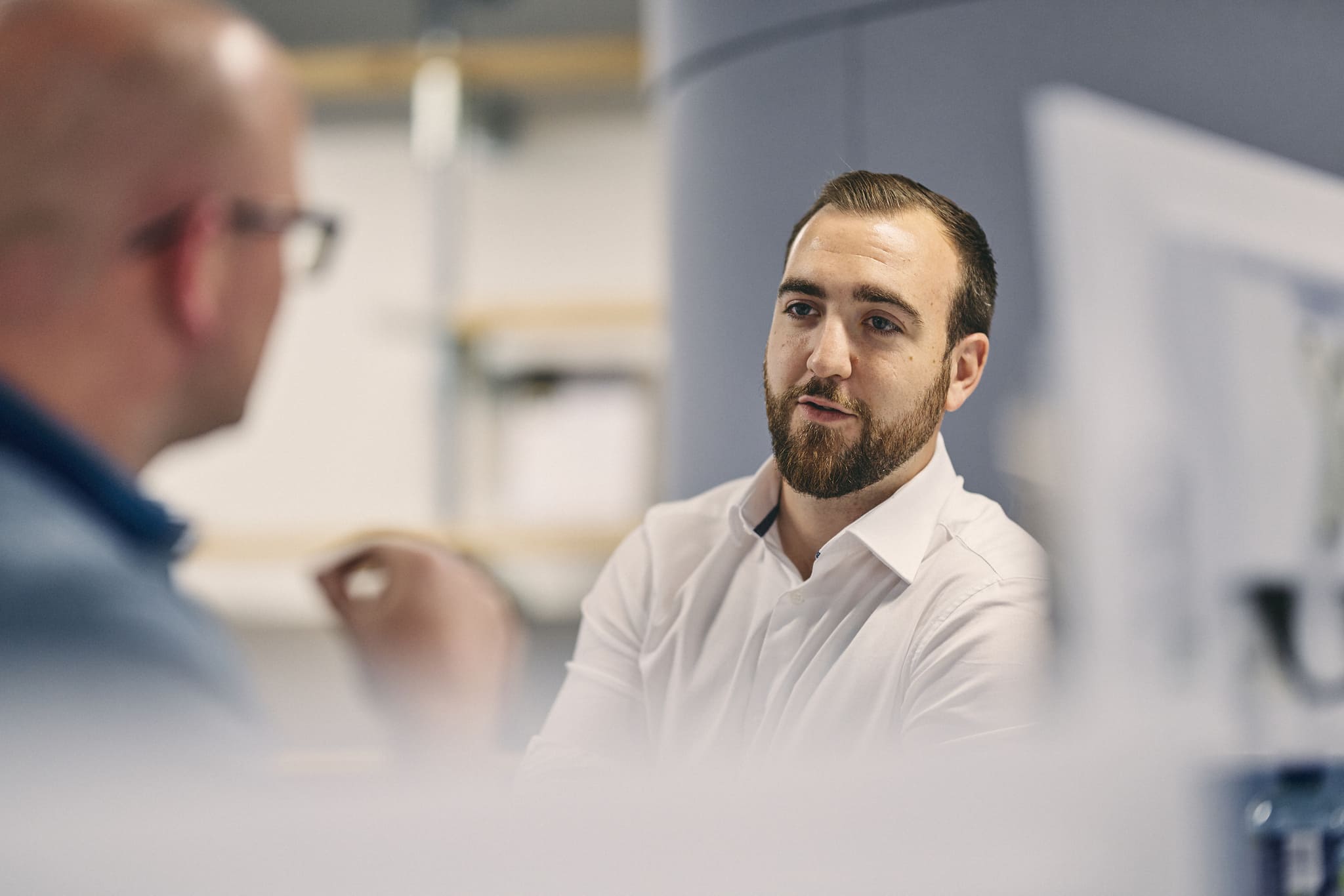 Two men talking